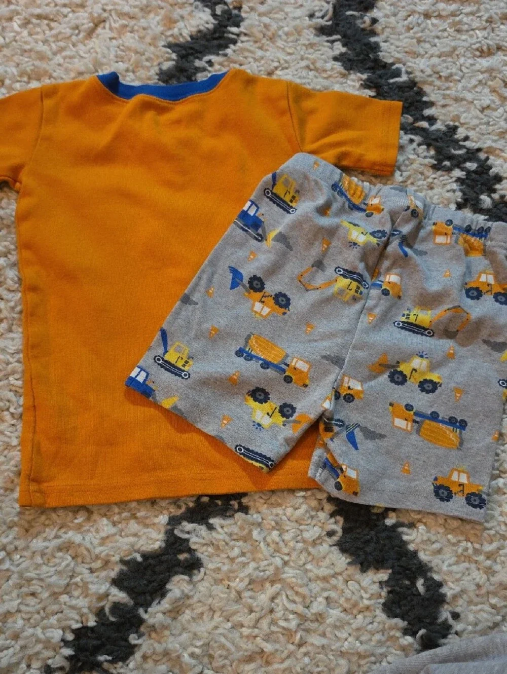 Gymboree Orange and Blue Construction Excavator Pajama Set